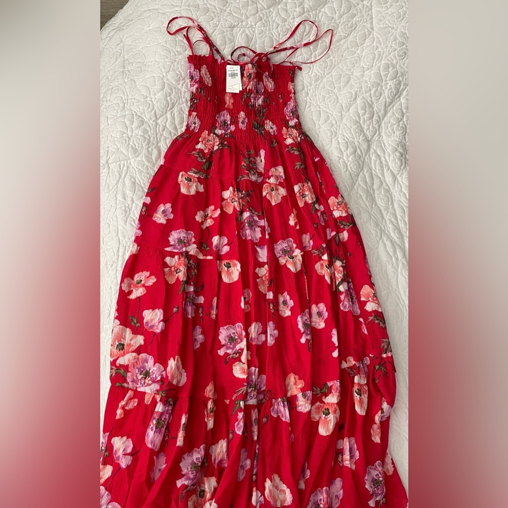 Abercrombie & Fitch Red Smocked Sundress